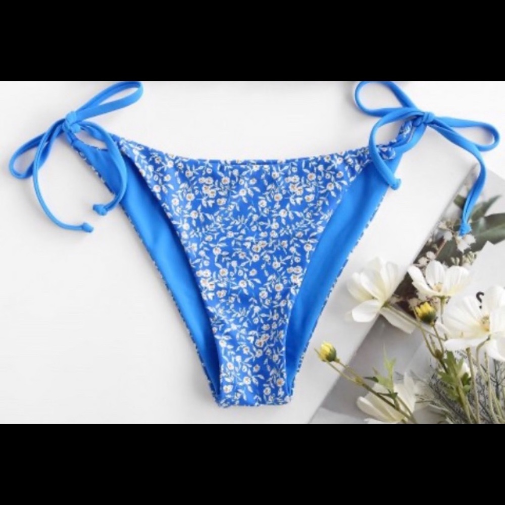 Blue floral bikini bottom